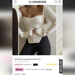 Commense Sweetheart Long Sleeve Knit Top